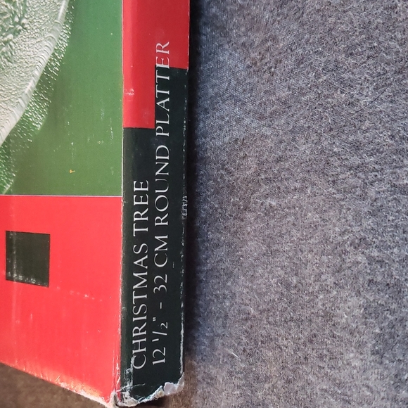 Noel Christmas Tree 12 1/2" Round Clear Glass Platter - Picture 2 of 8